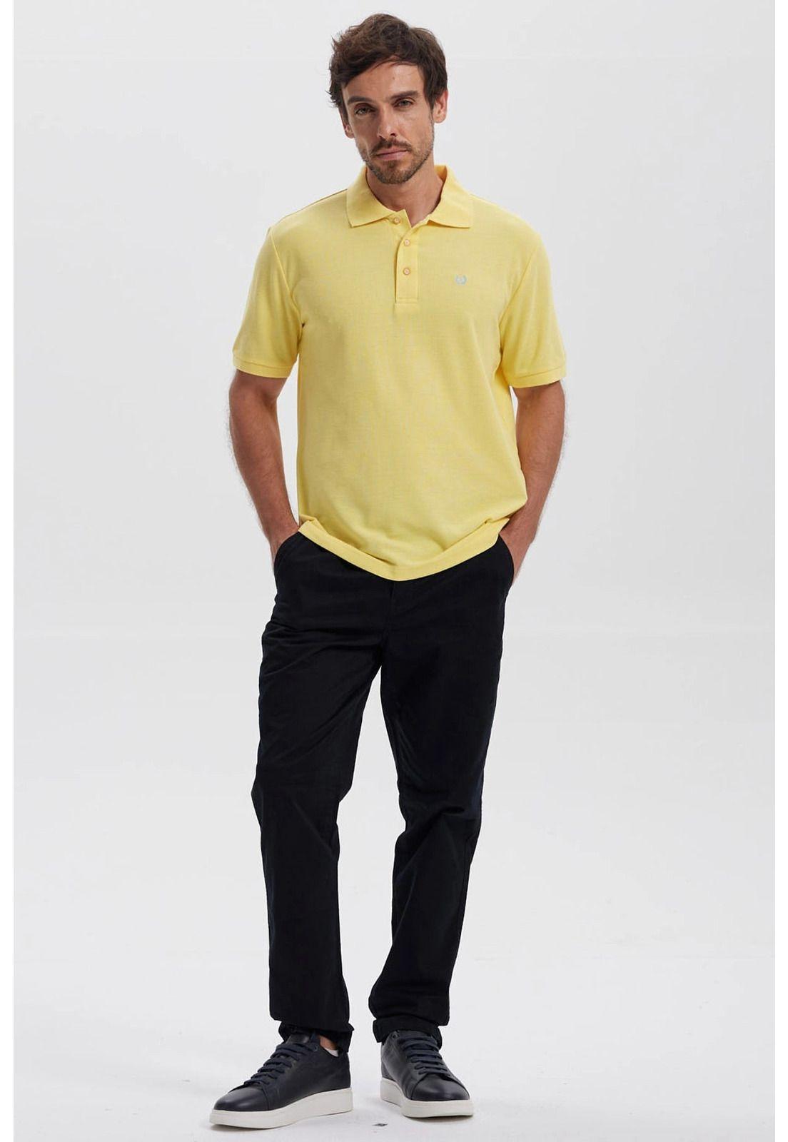 Polera Hombre Piqué Básica Lisa Amarillo - lll-3