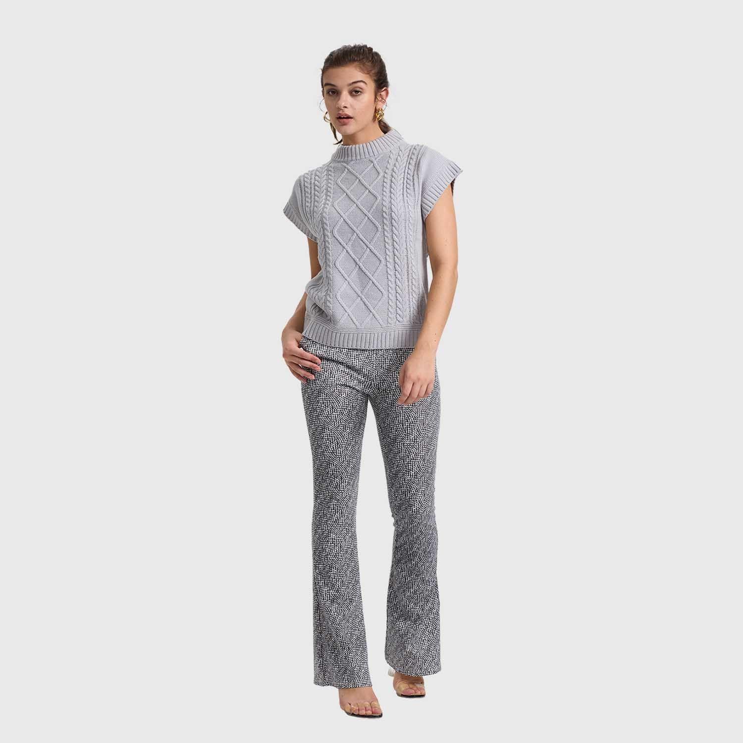 Sweater Mujer Trenzado Liso Gris Fashion's Park-3