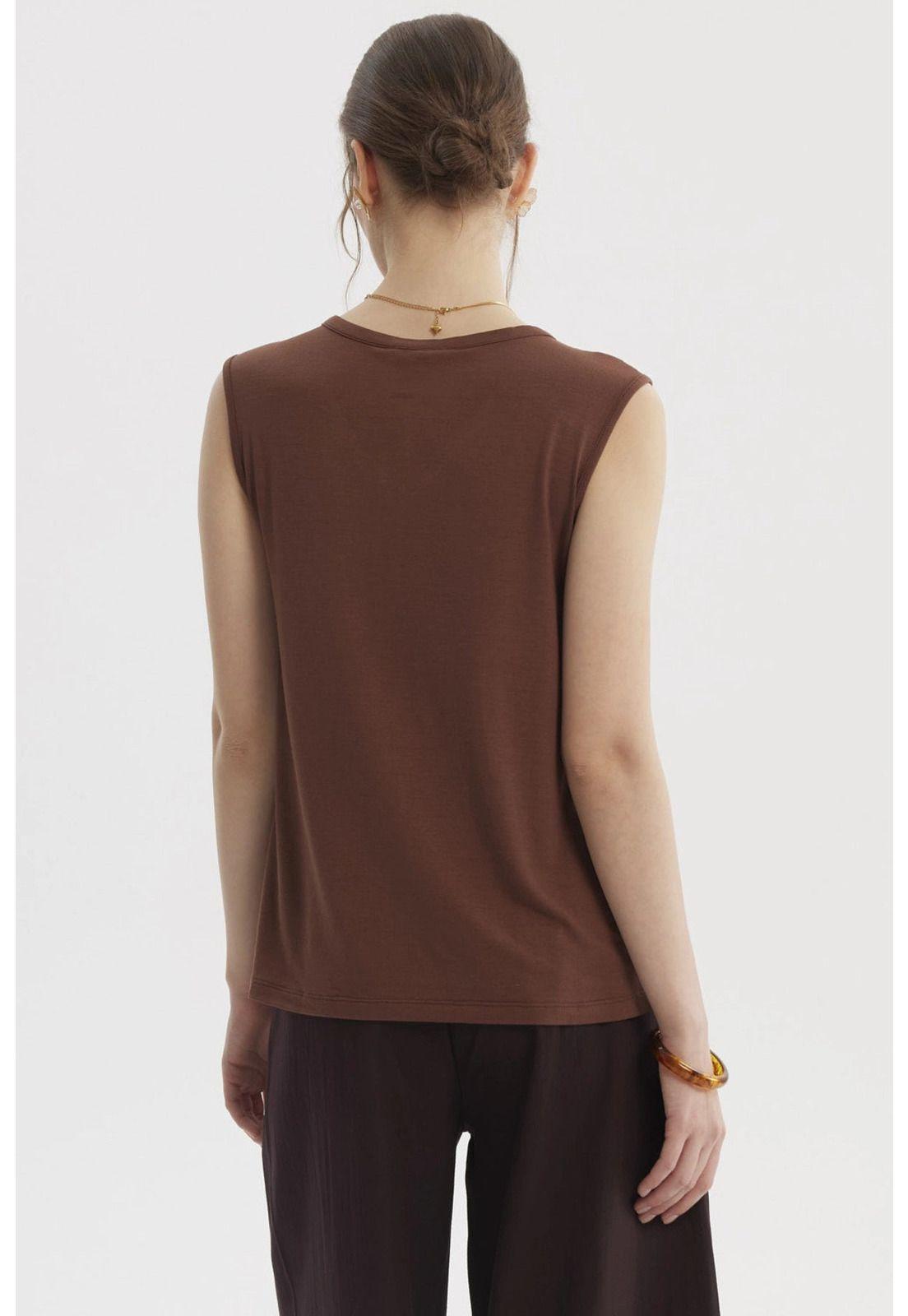 Polera Mujer Tape En Hombro Café Claro-2