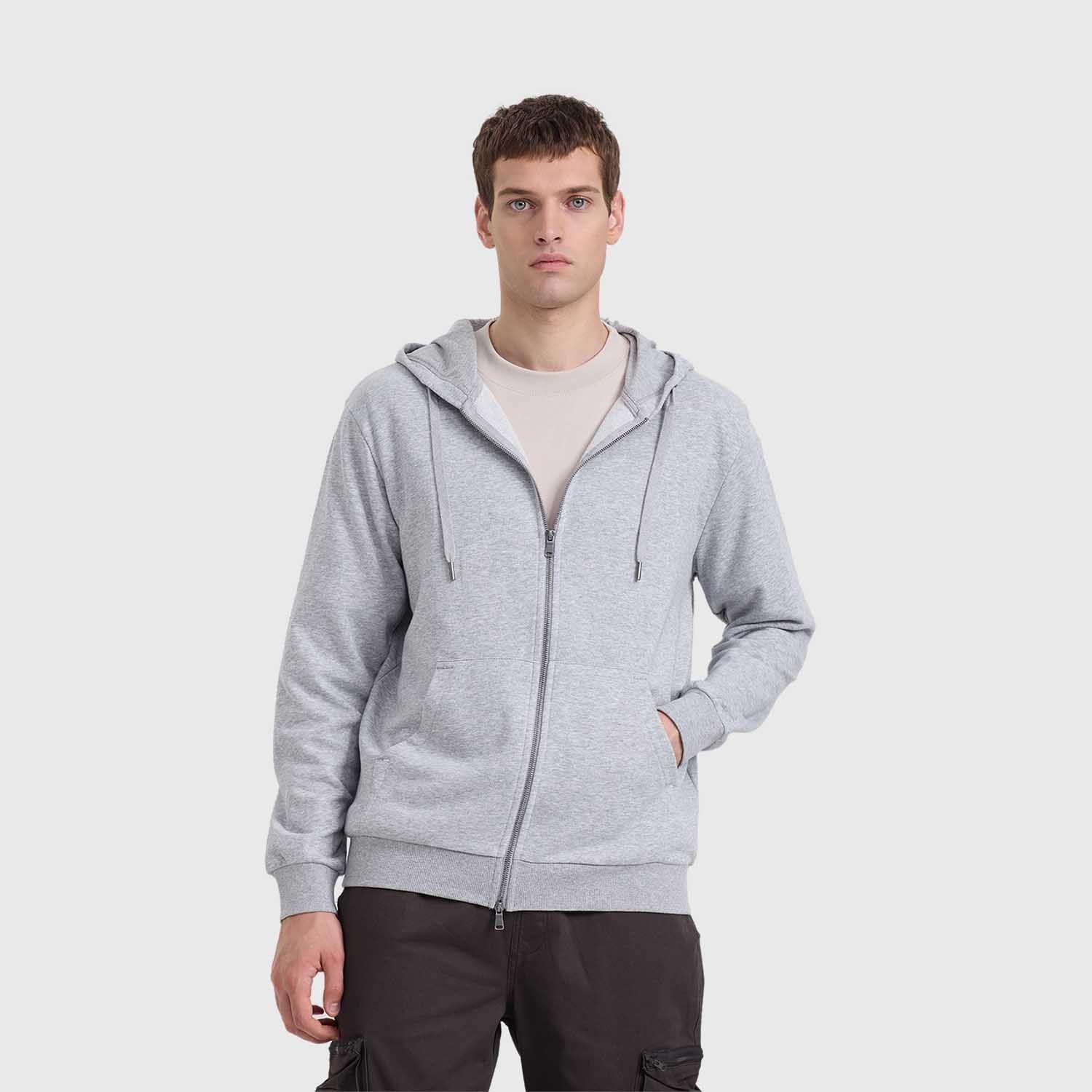 Polerón Hombre Básico Gris Melange Claro Fashion's Park-1
