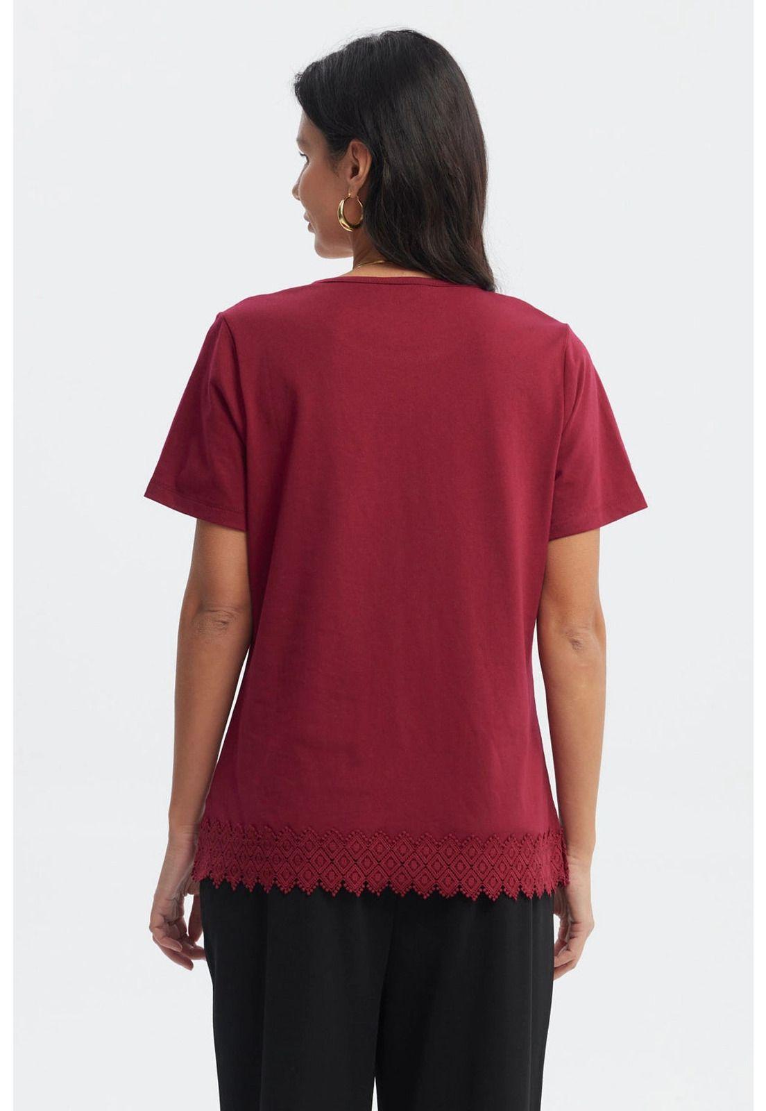 Polera Mujer Detalle Cuello Rojo-2