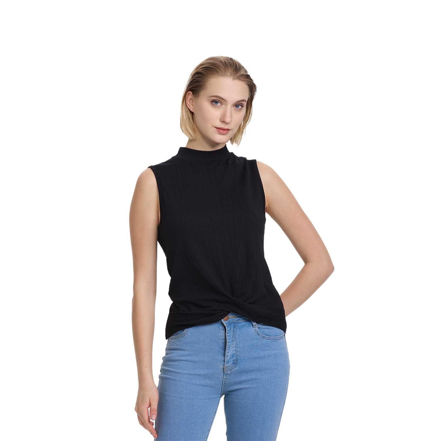 Polera Mujer Texturizada Nudo Negro Fashion's Park-0