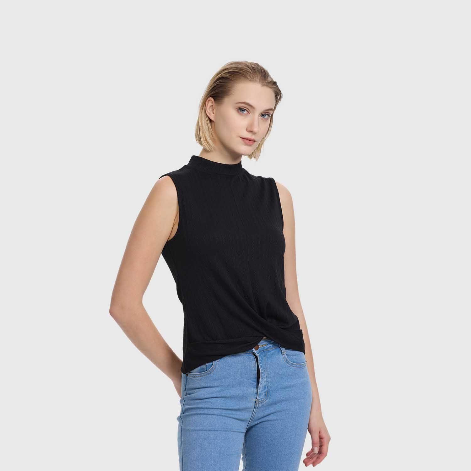 Polera Mujer Texturizada Nudo Negro Fashion's Park-1