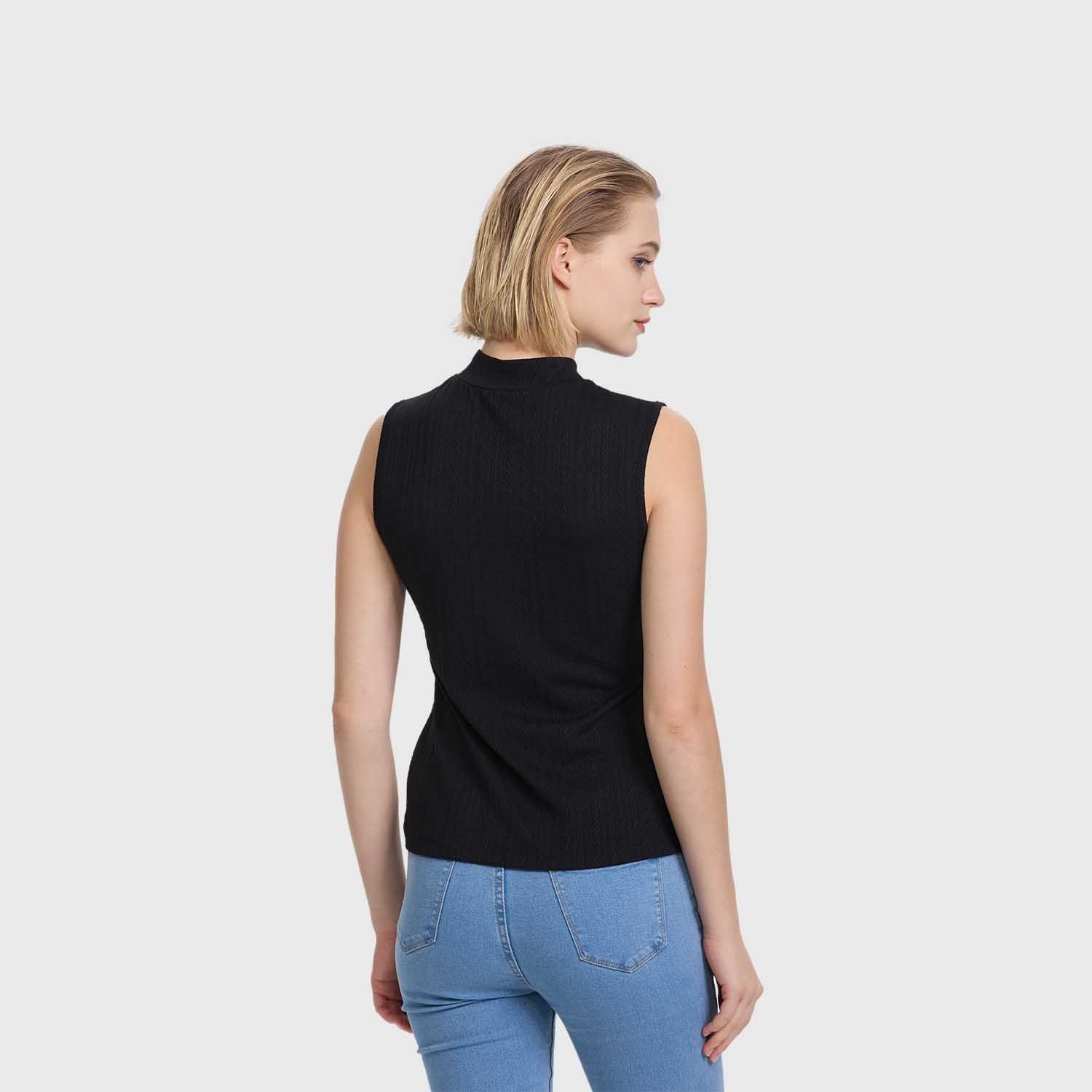 Polera Mujer Texturizada Nudo Negro Fashion's Park-2