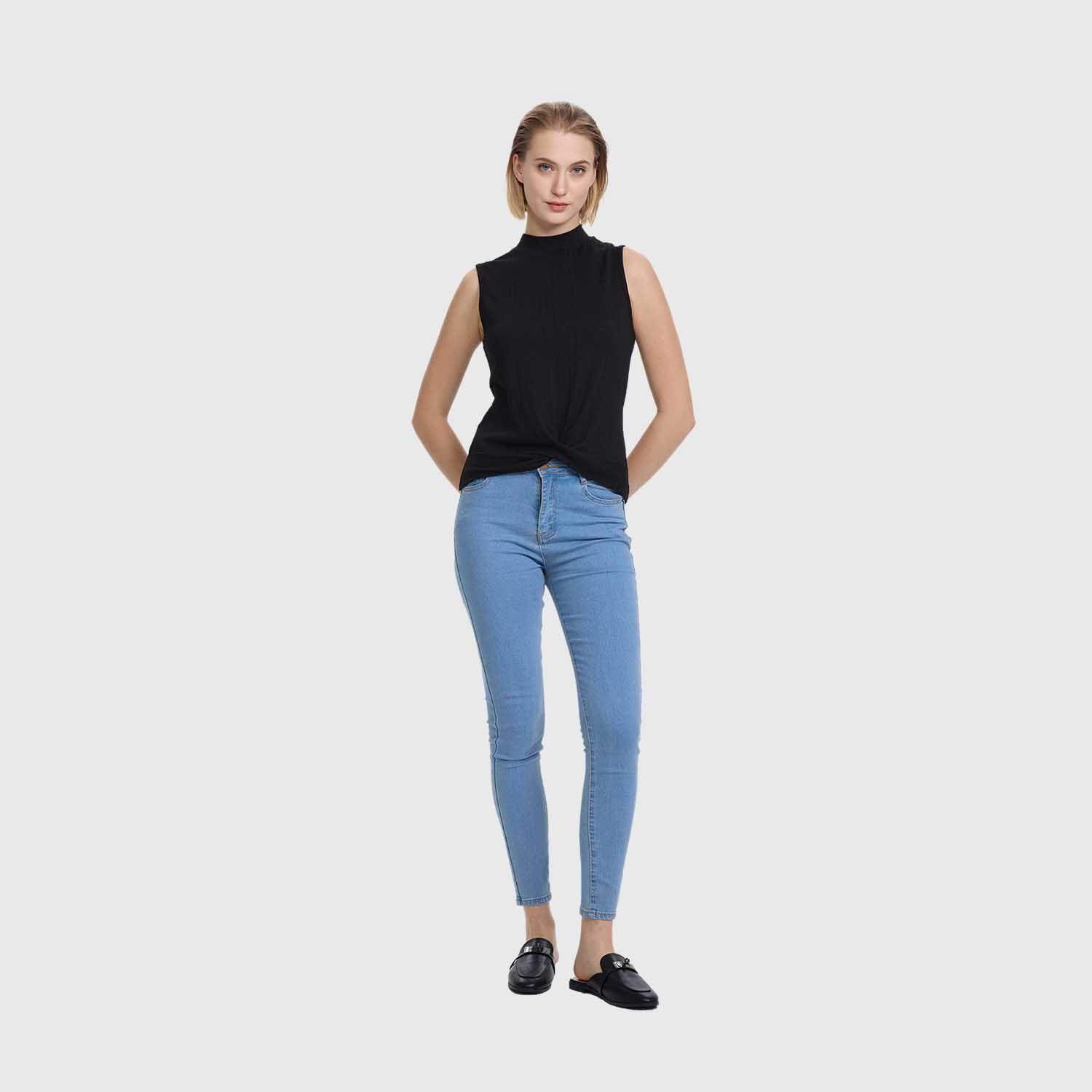 Polera Mujer Texturizada Nudo Negro Fashion's Park-3