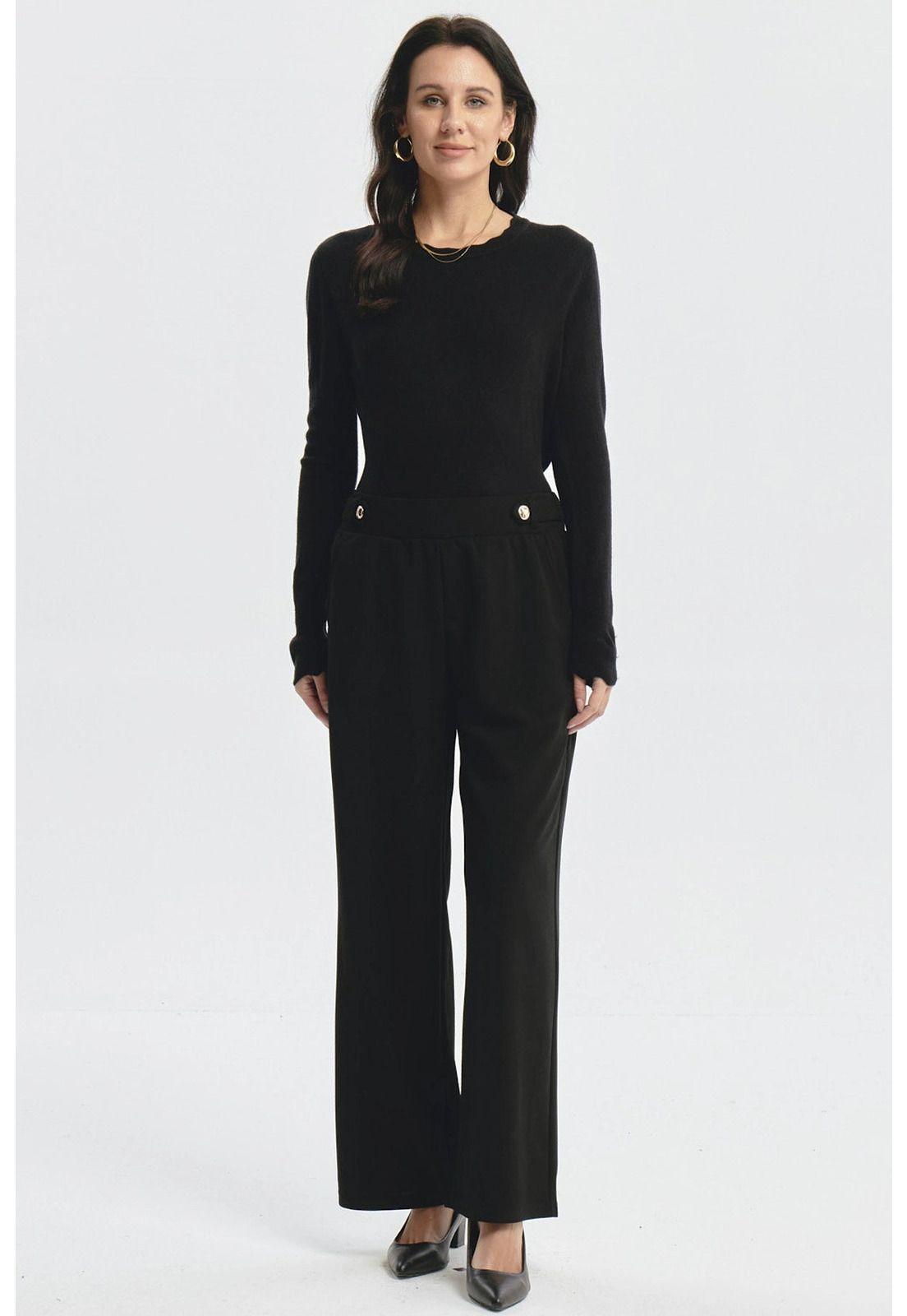 Pantalón Mujer Wide Leg Negro - lX-3