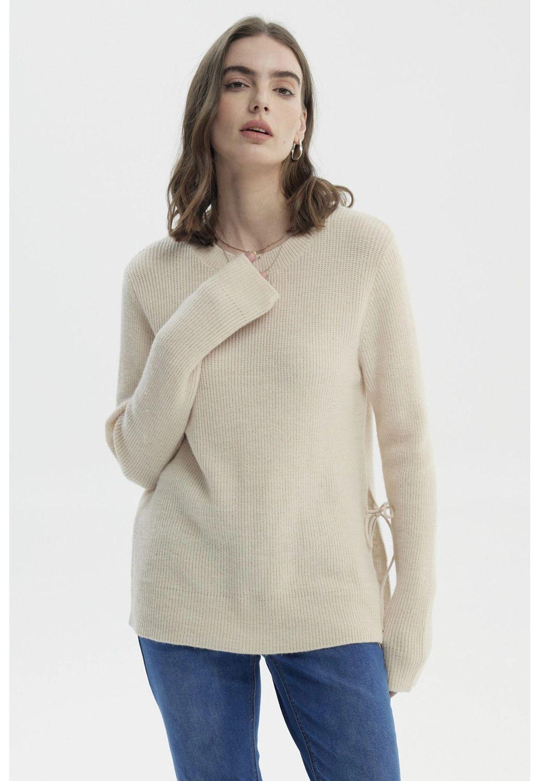 Sweater Mujer Slim Beige-0
