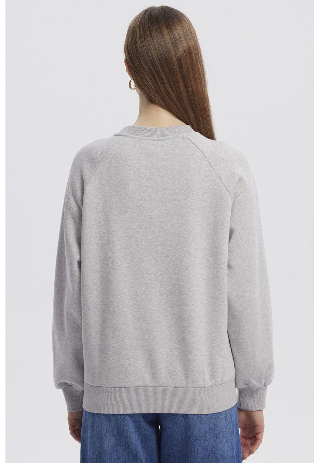 Polerón Mujer Oversize Print Gris Melange - ll-2