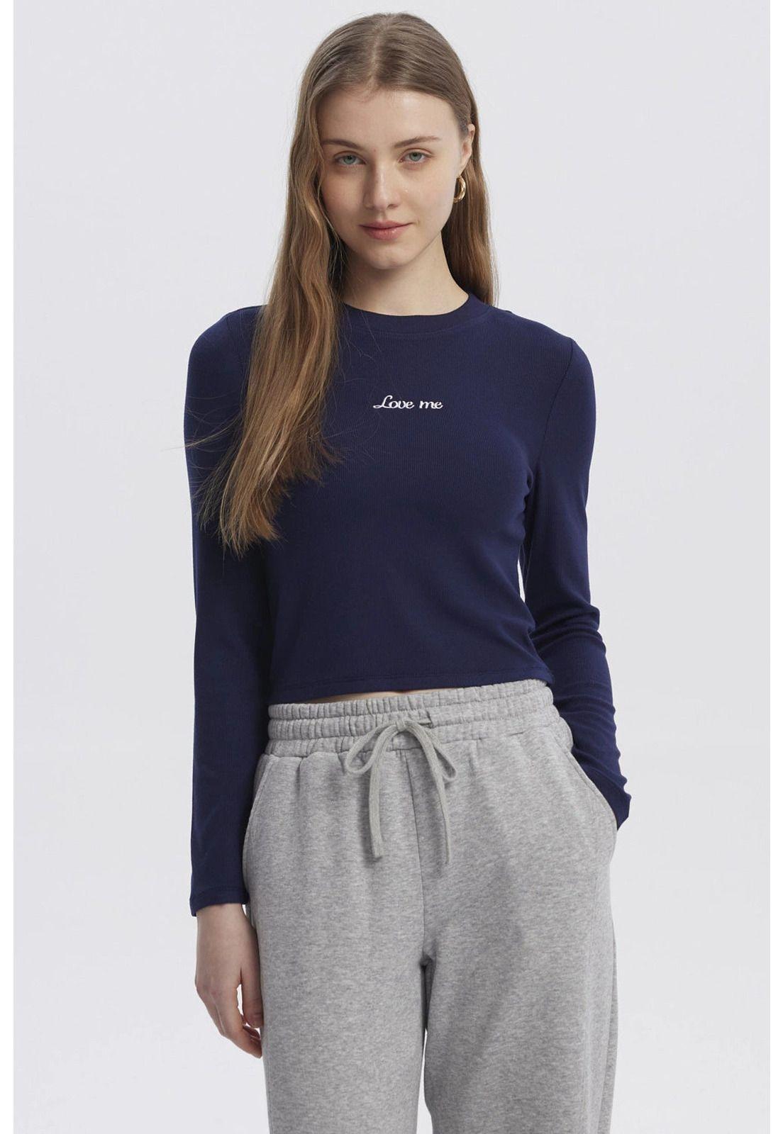 Polera Mujer Mini Print Azul Oscuro-0