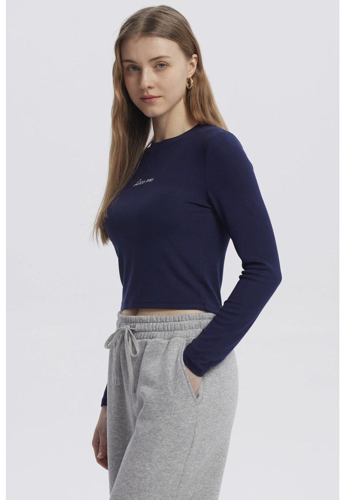 Polera Mujer Mini Print Azul Oscuro-1