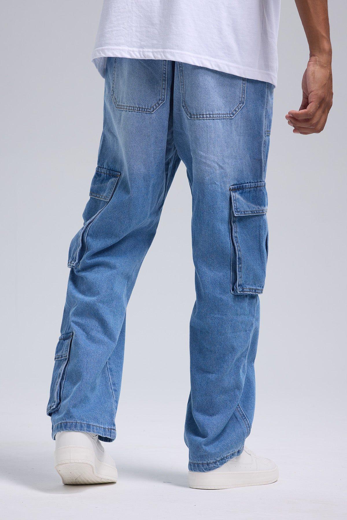 Jeans Hombre Cargo Lavado Azul-2