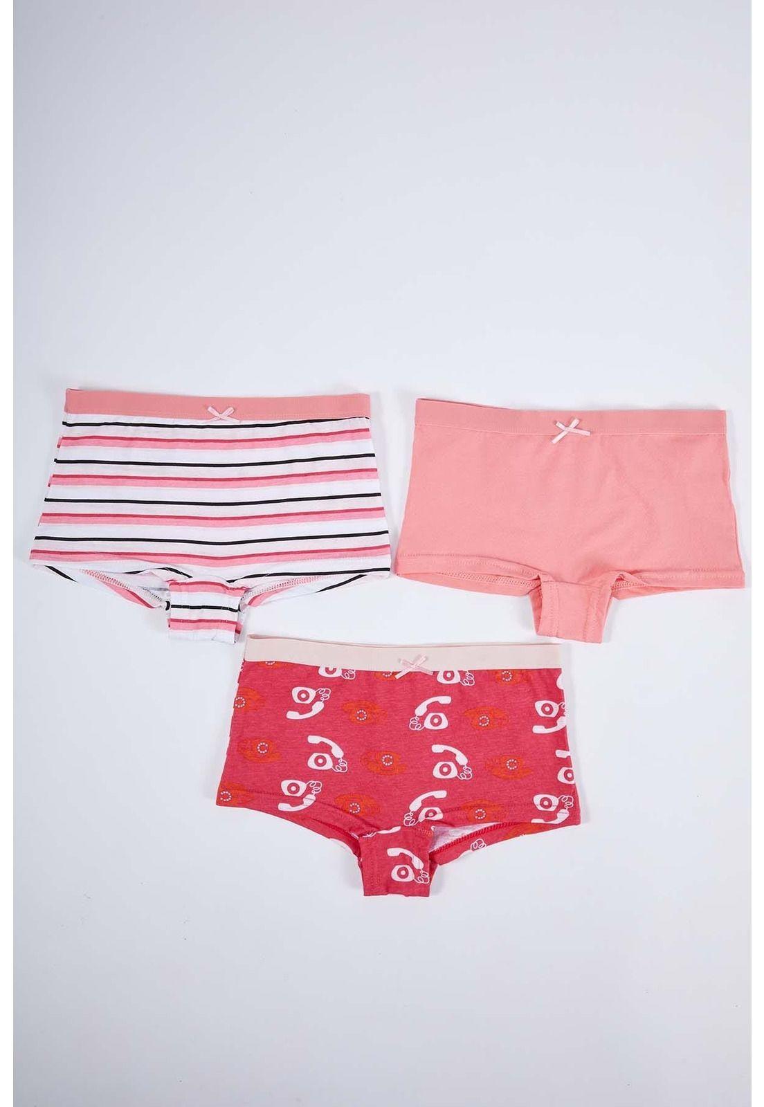 Calzón Niña Tripack Coral-0