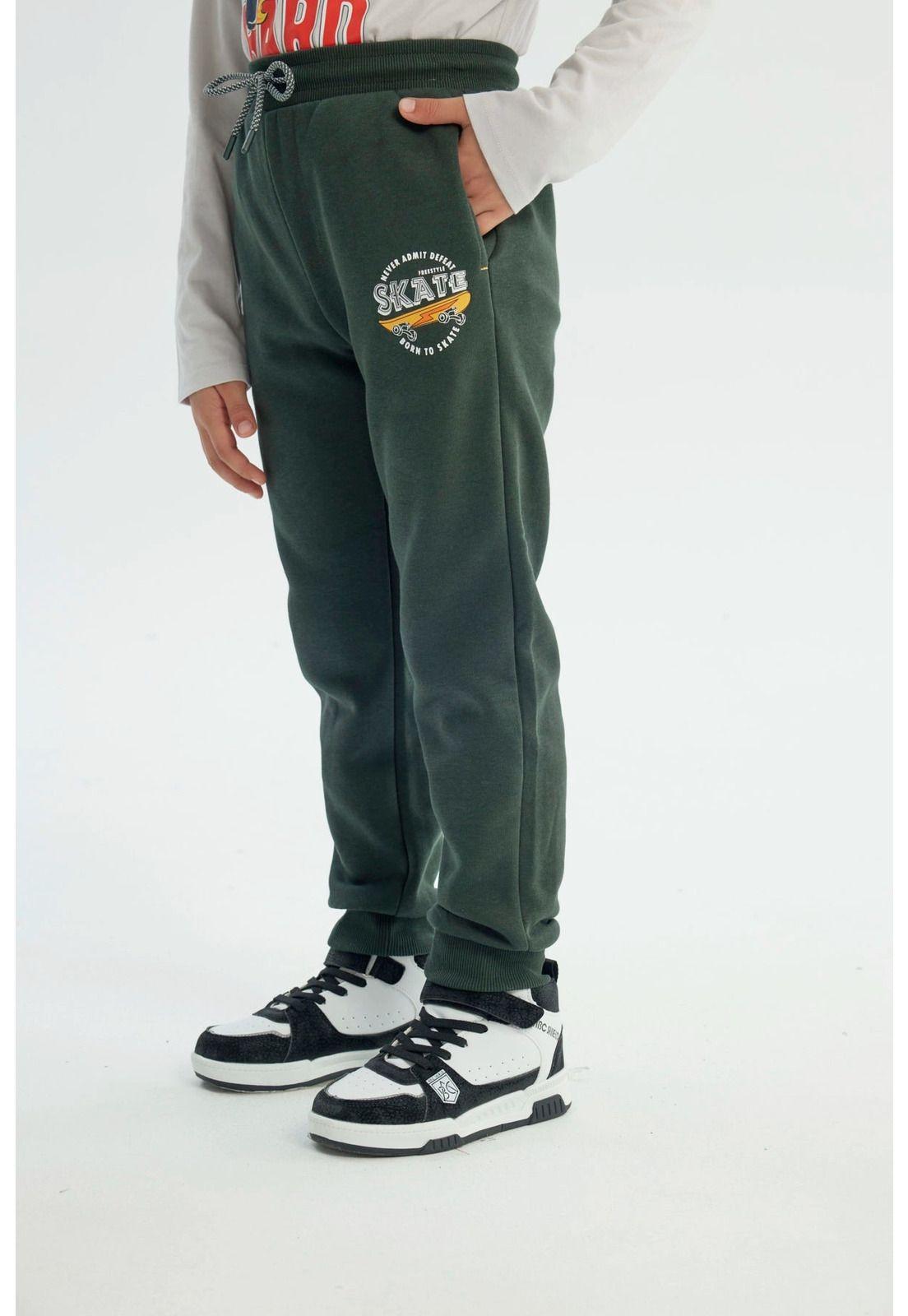 Pantalón Buzo Niño Pitillo Verde Oscuro-1