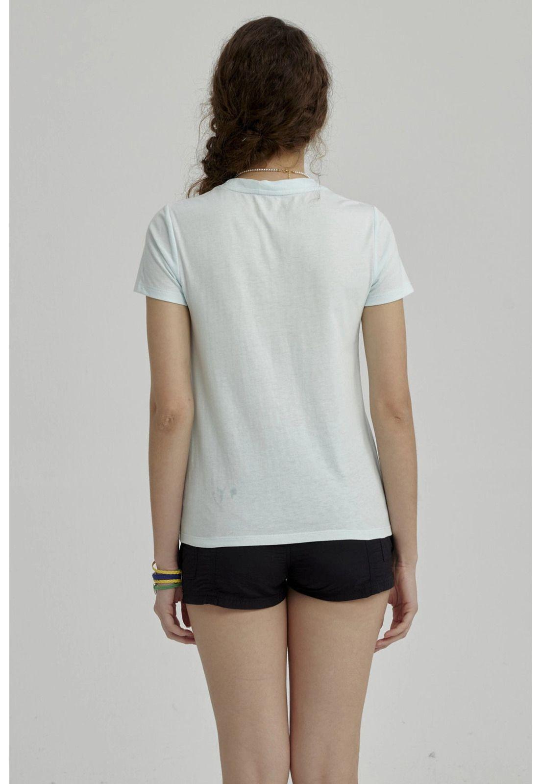 Polera Niña Básica Estampada Celeste Claro - ll-6