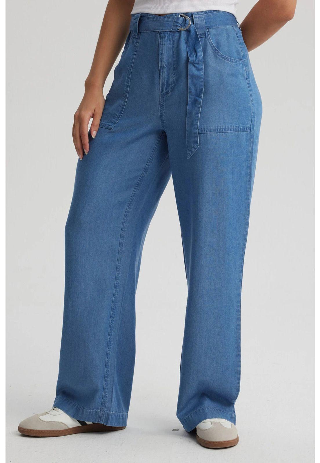 Jeans Mujer Calce Recto Ligero Azul-1