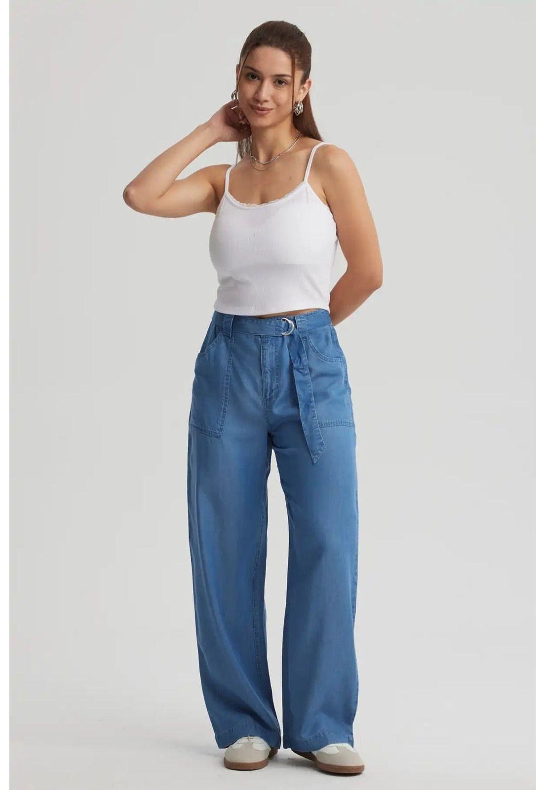 Jeans Mujer Calce Recto Ligero Azul-3