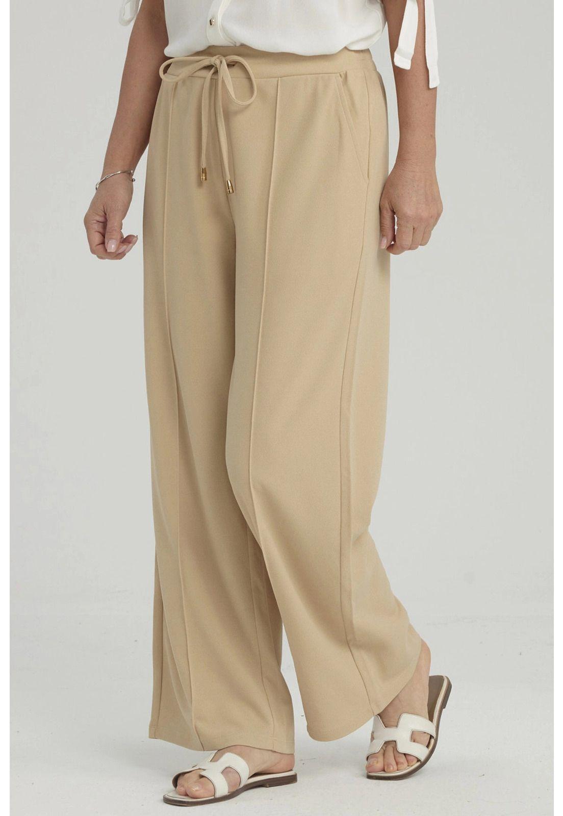 Pantalón Mujer Calce Recto Beige Oscuro-3