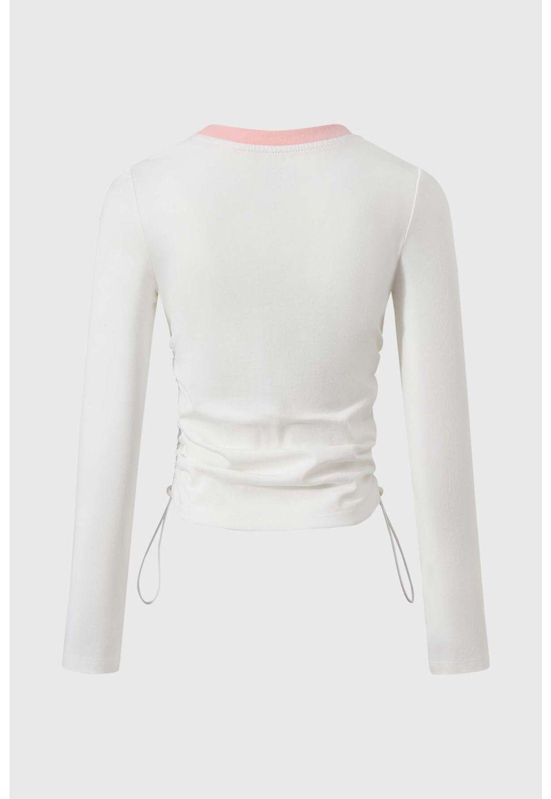 Polera Niña Recogido En Costado Beige-1