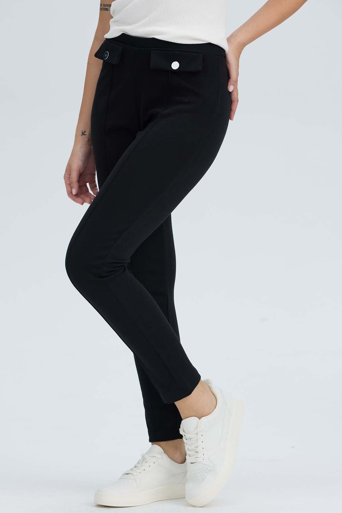 Calza Mujer Pretina Elasticada Negro-2
