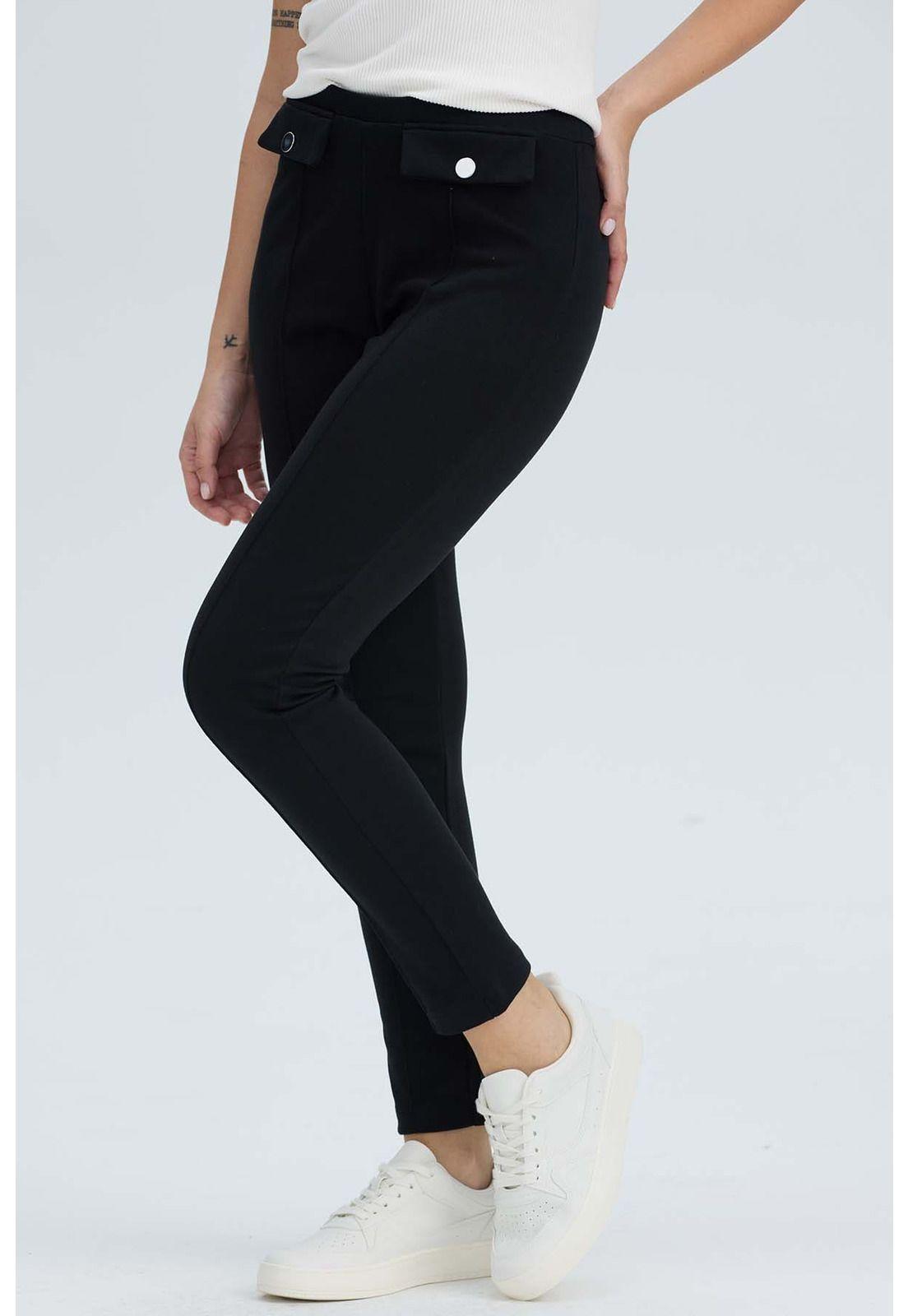 Calza Mujer Pretina Elasticada Negro-2