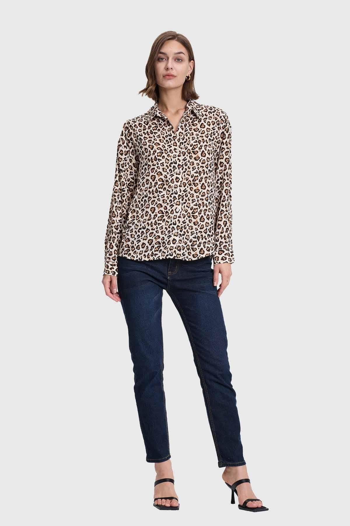 Blusa Mujer Animal Print Beige-3