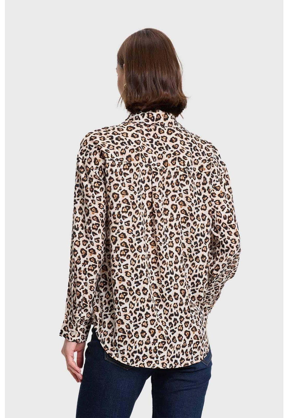 Blusa Mujer Animal Print Beige-2