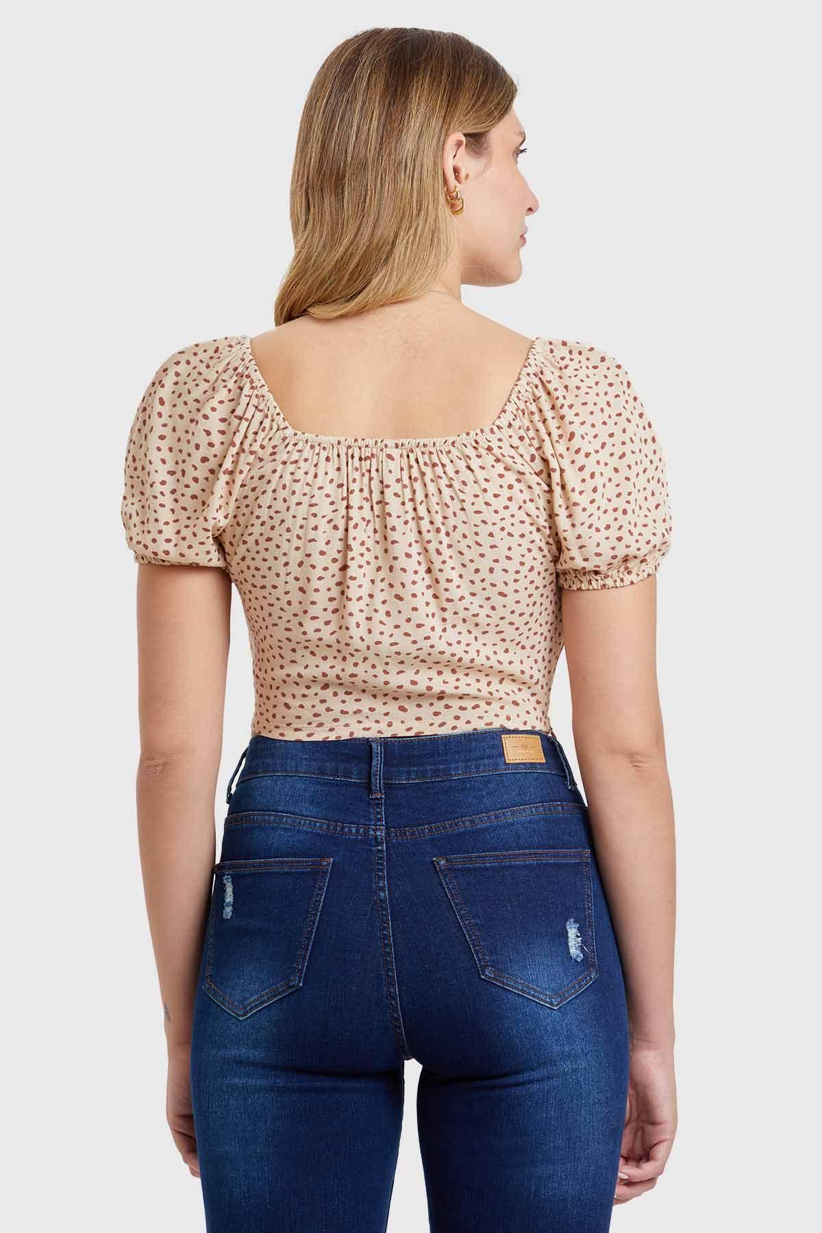 Blusa Recogido Escote Nude-2