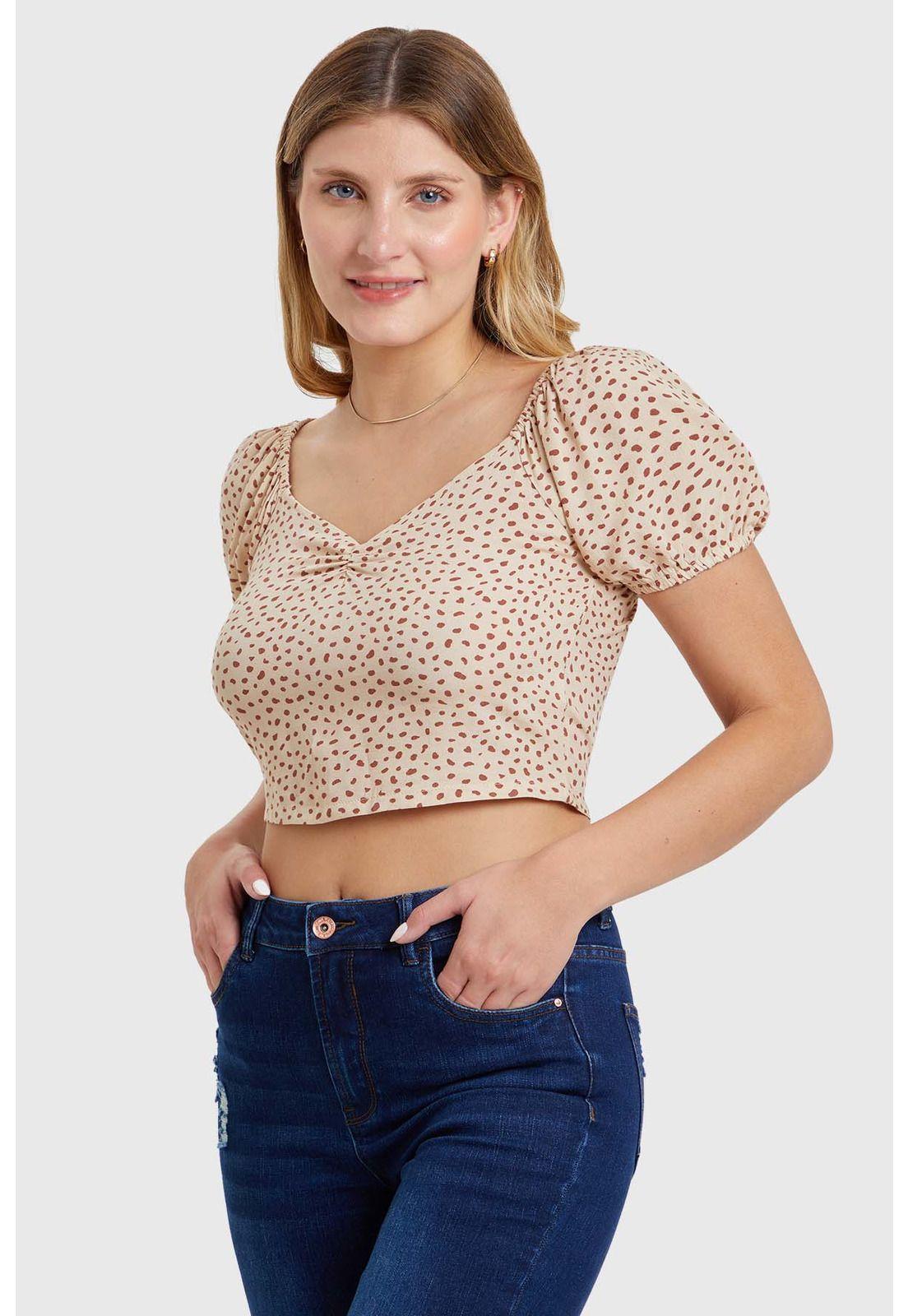 Blusa Recogido Escote Nude-1