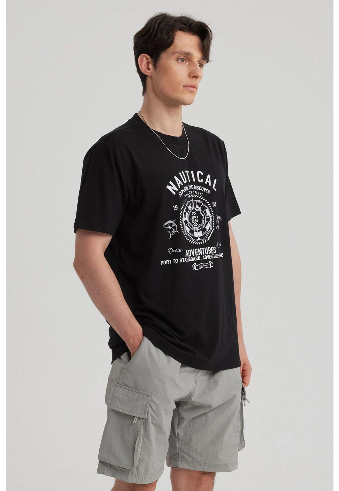 Polera Hombre Print Regular Fit Negro-3