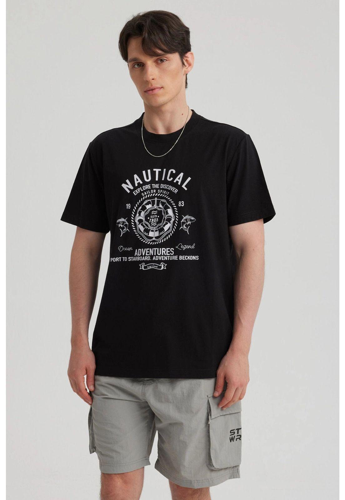 Polera Hombre Print Regular Fit Negro-4