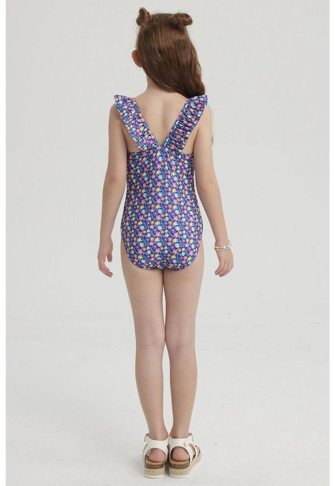 Traje de Baño Niña Básico Azul-1