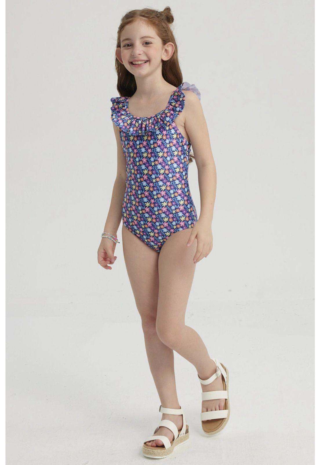 Traje de Baño Niña Básico Azul-2