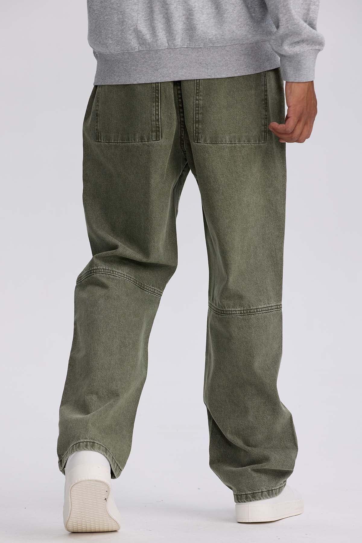 Jeans Hombre Retro Skater Verde Militar Claro-2
