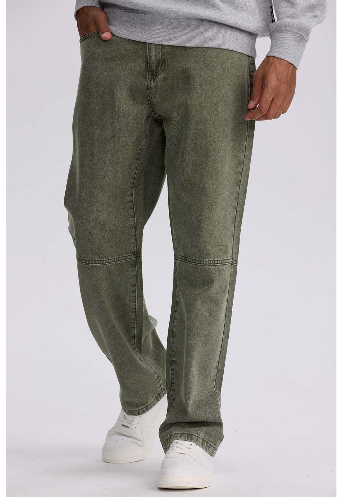 Jeans Hombre Retro Skater Verde Militar Claro-0