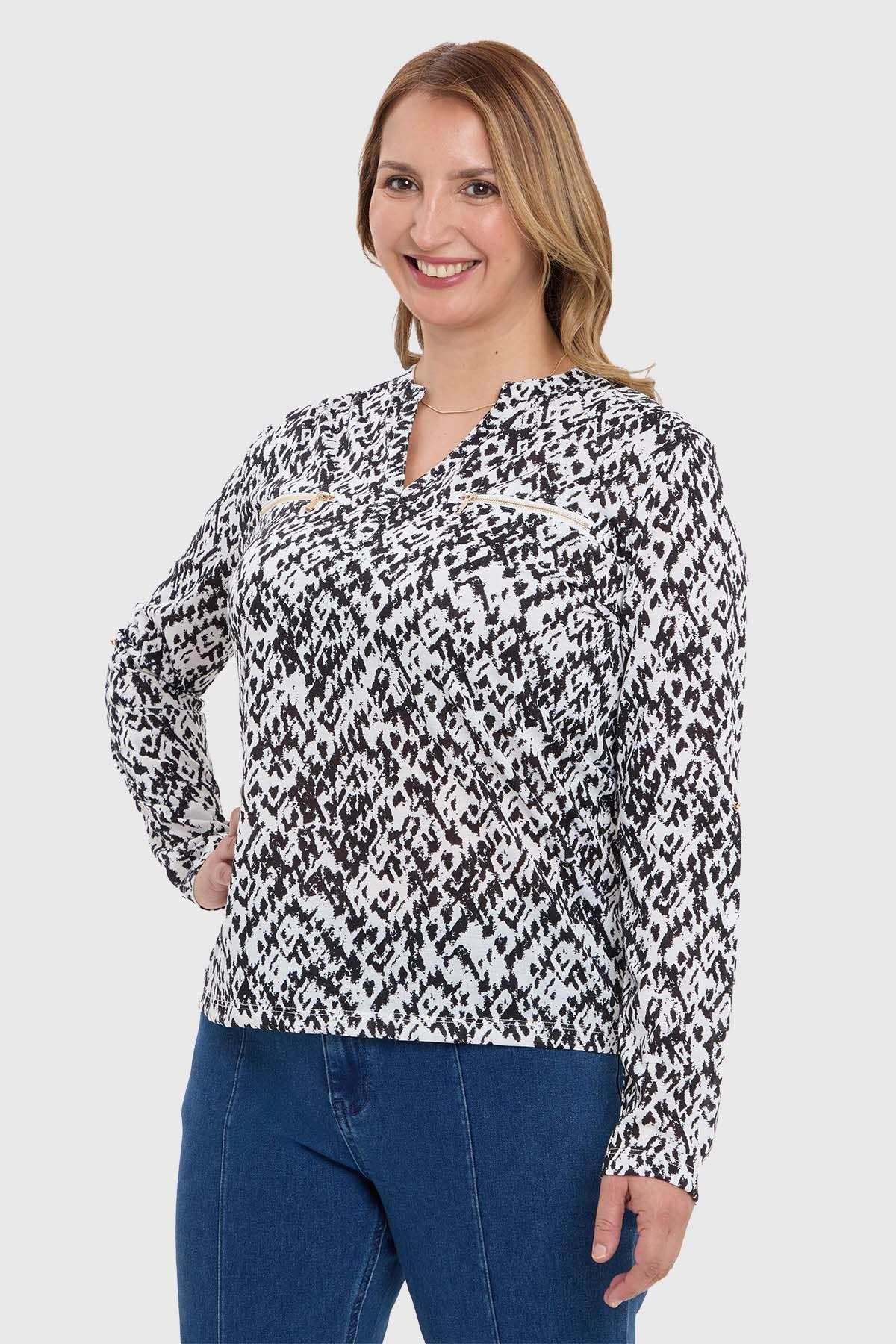 Blusa Mujer Con Cierre Blanco-1
