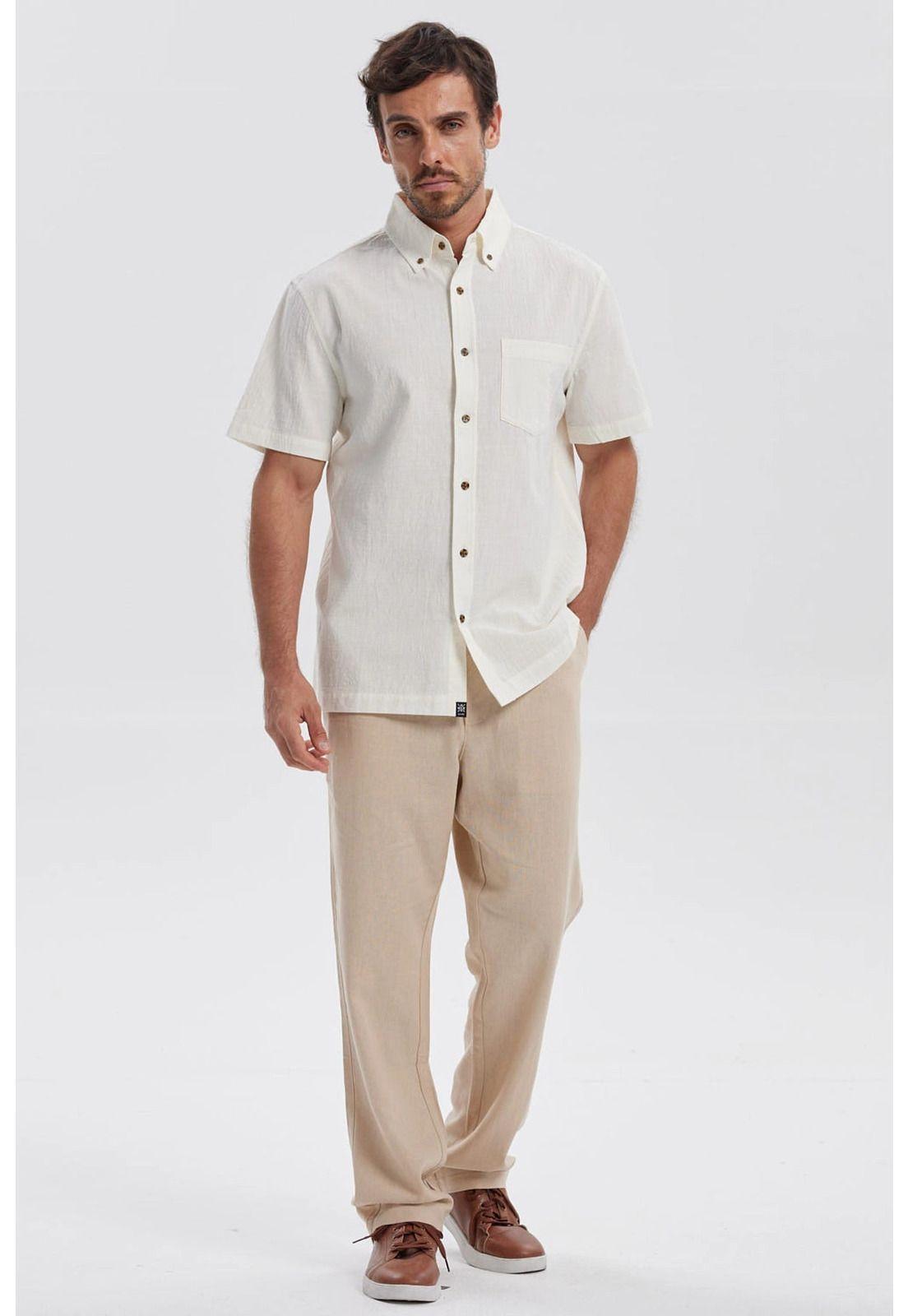Camisa Hombre Con Bolsillo Crudo-3