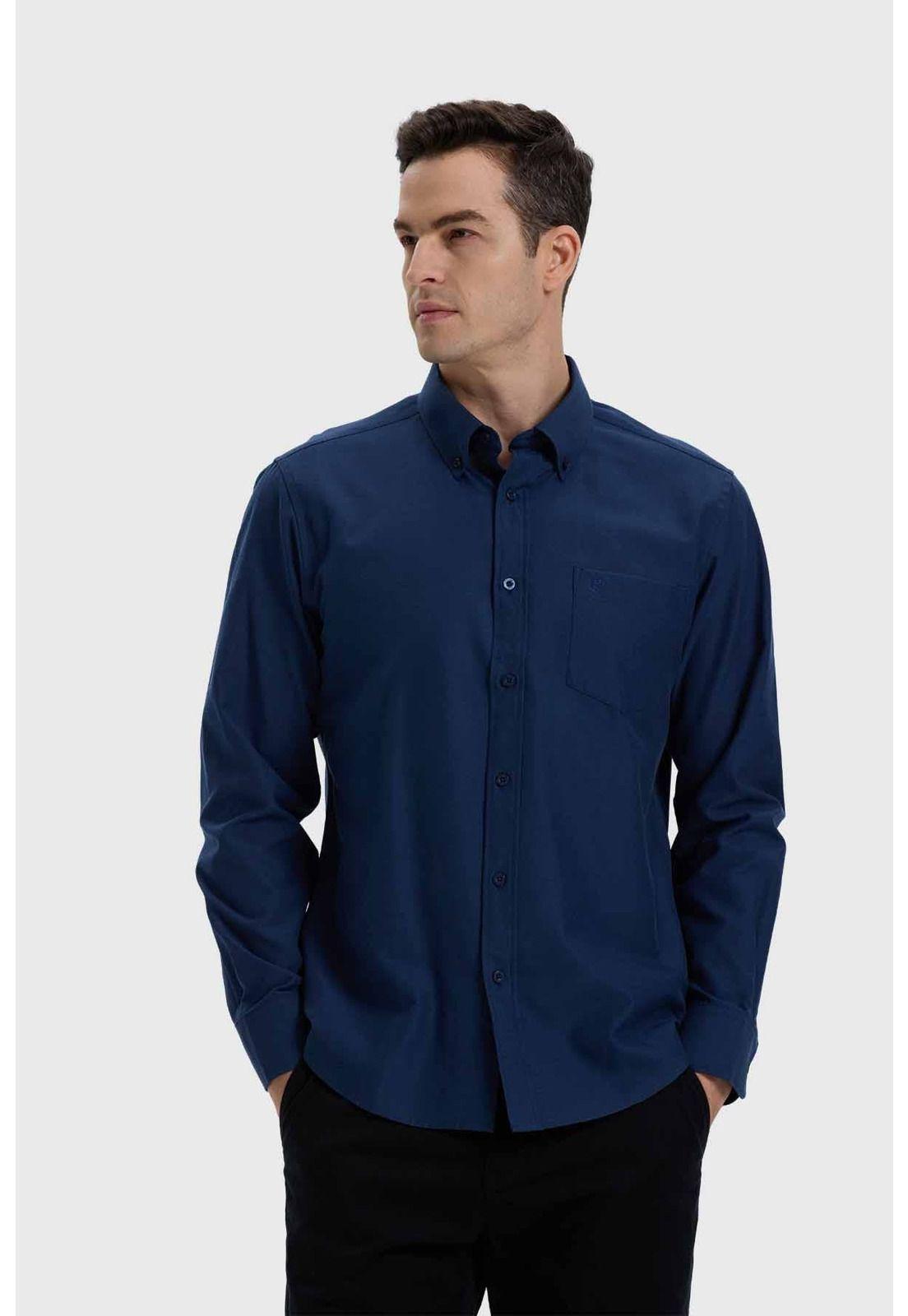 Camisa Hombre Oxford Azul - ll-0