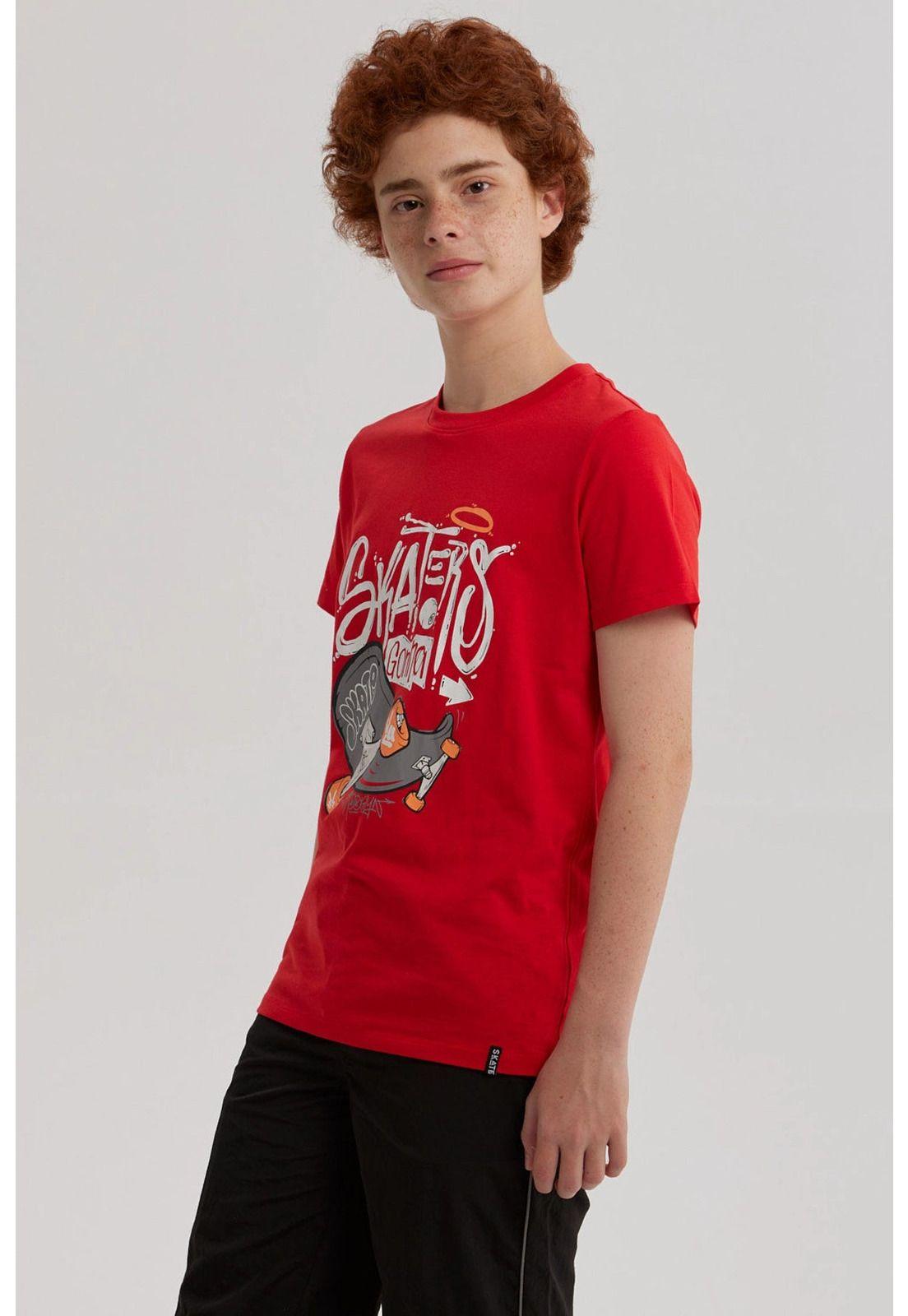 Polera Niño Básica Estampada Rojo-1