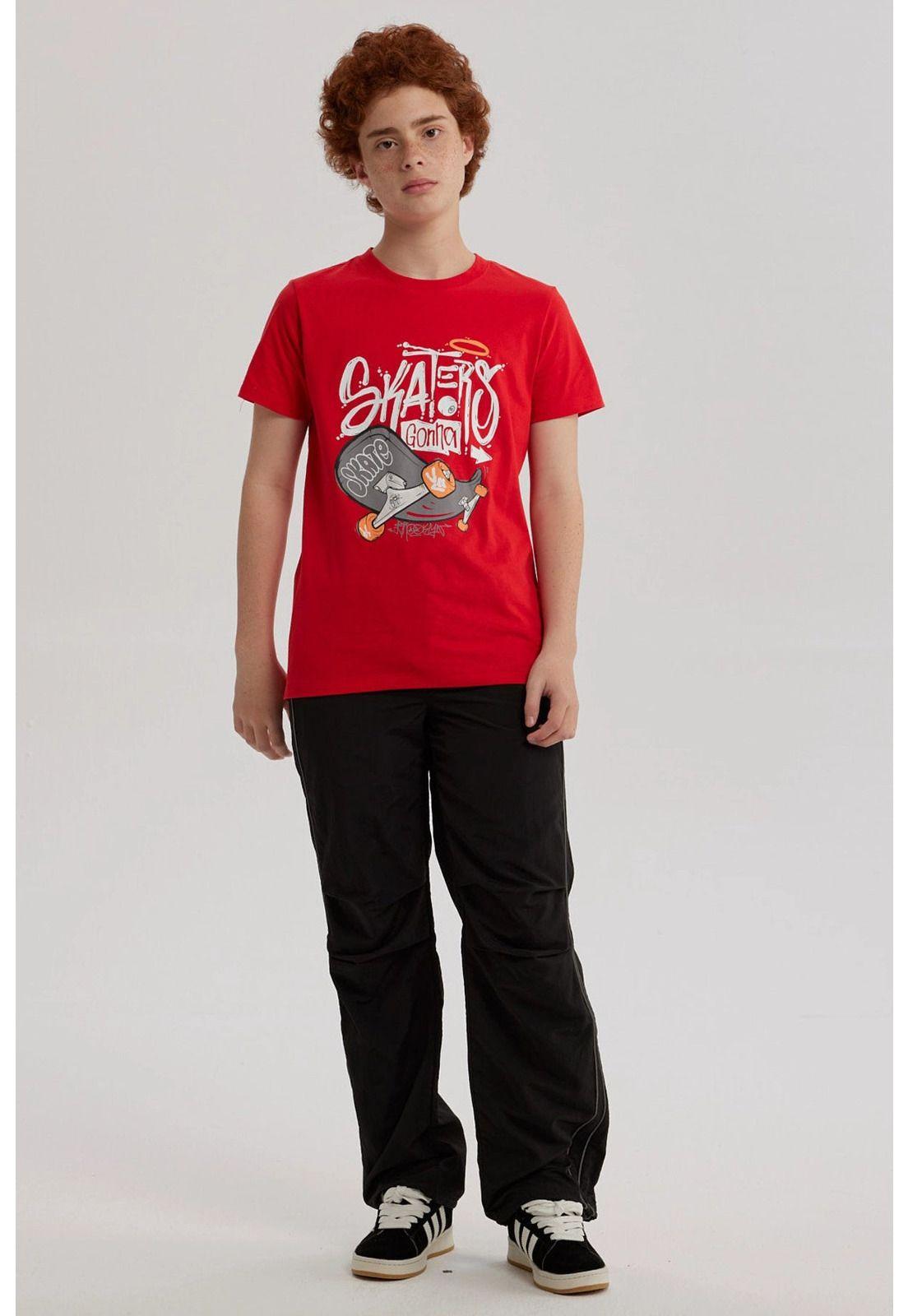 Polera Niño Básica Estampada Rojo-3