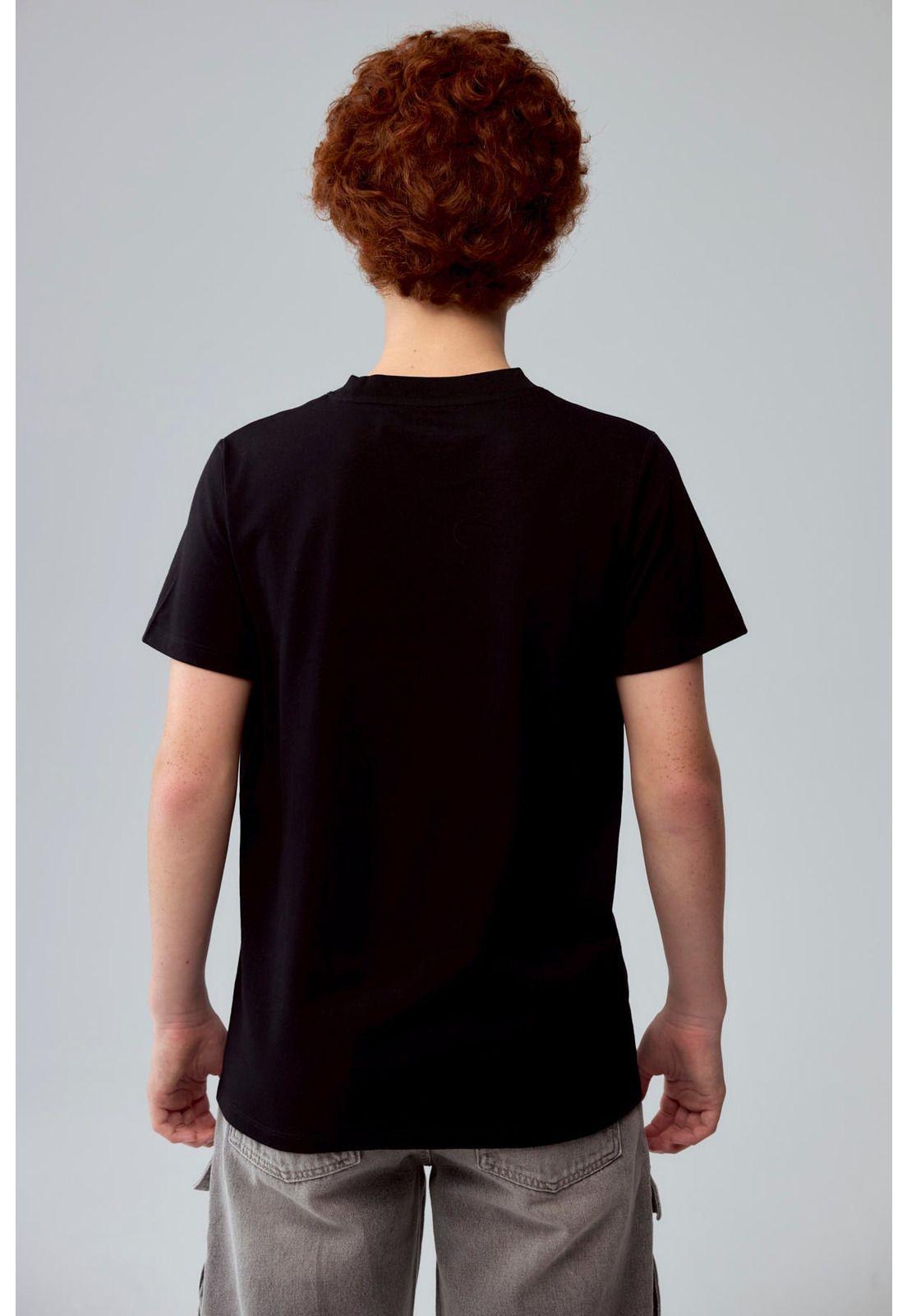 Polera Niño Básica Estampada Negro - lV-2