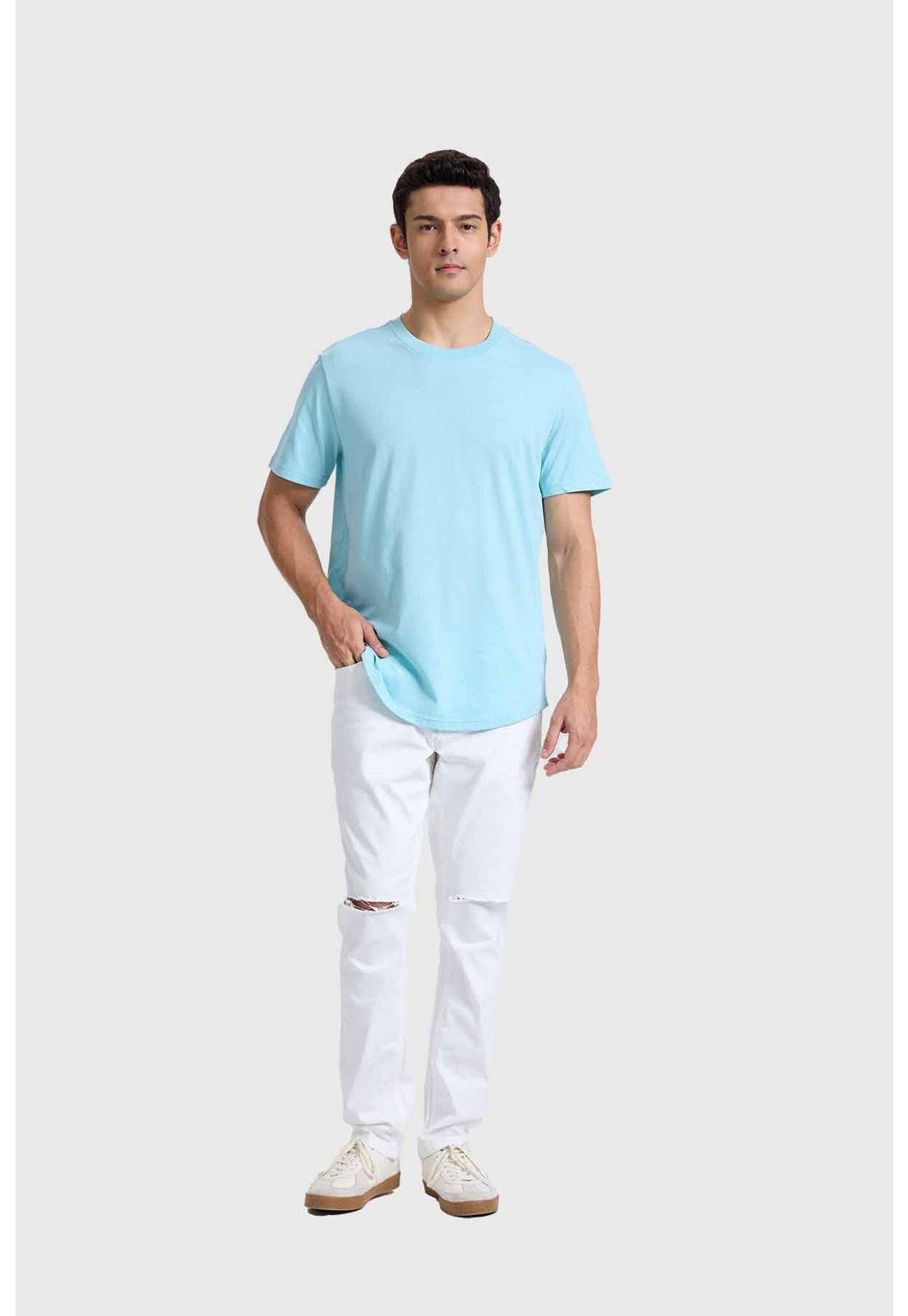Polera Hombre Long Fit Básica Turquesa - ll-3