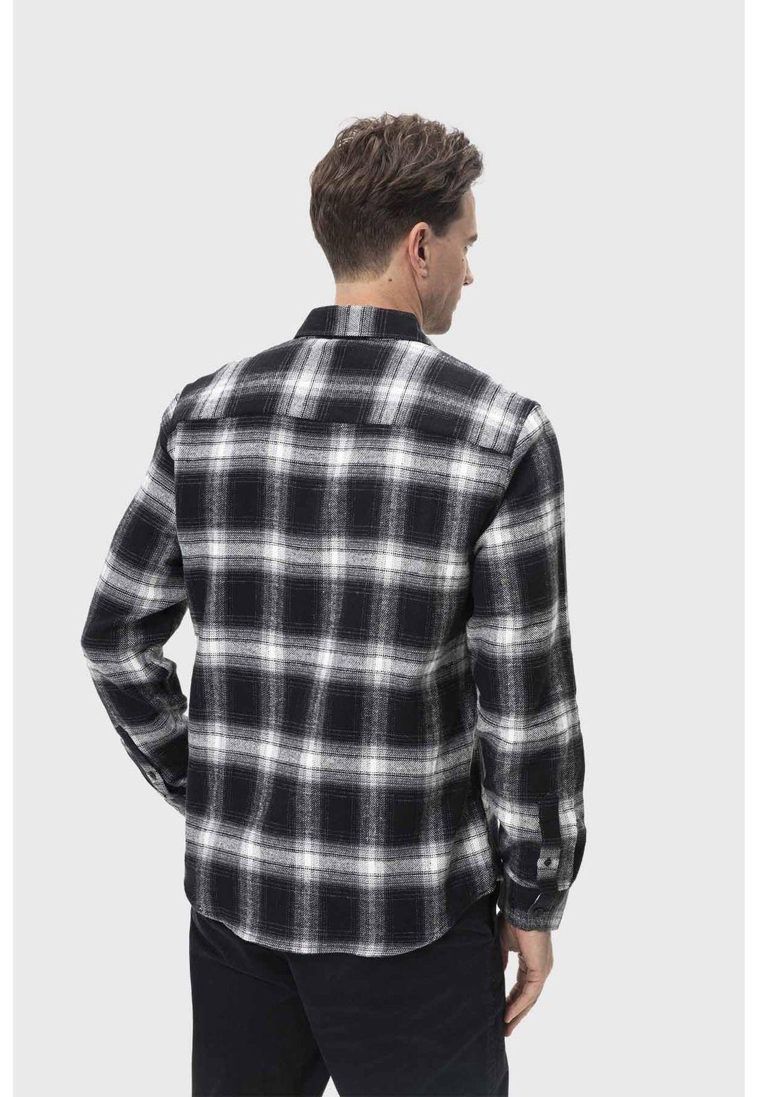 Camisa Hombre Cuadros Negro - ll-2