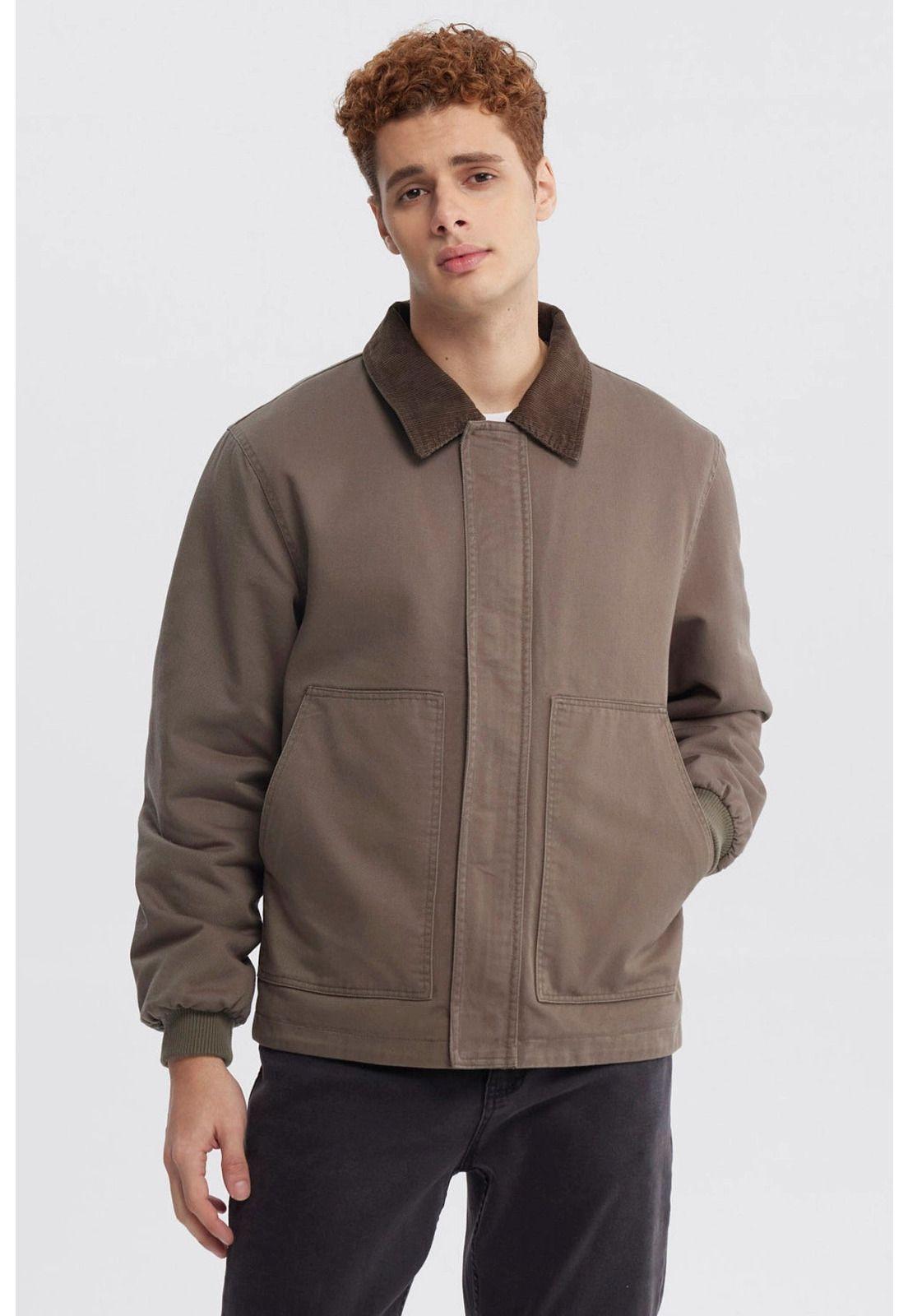 Chaqueta Hombre Cuello Camisero Verde-0