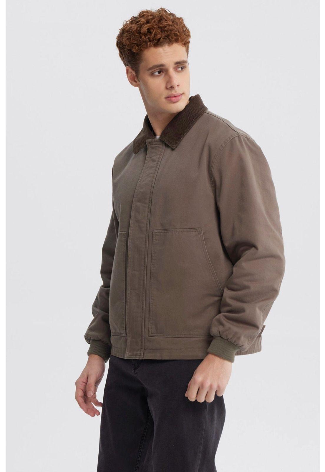 Chaqueta Hombre Cuello Camisero Verde-1