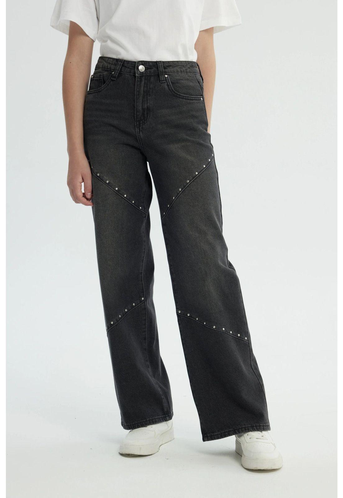 Jeans Niña Wide Leg Gris - lll-0