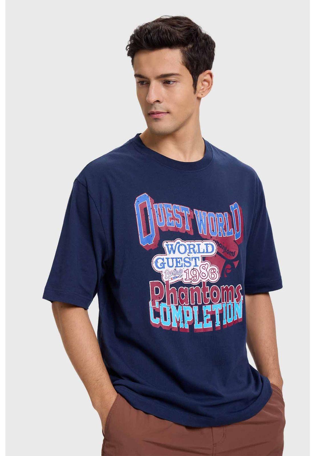 Polera Hombre Print Azul-1