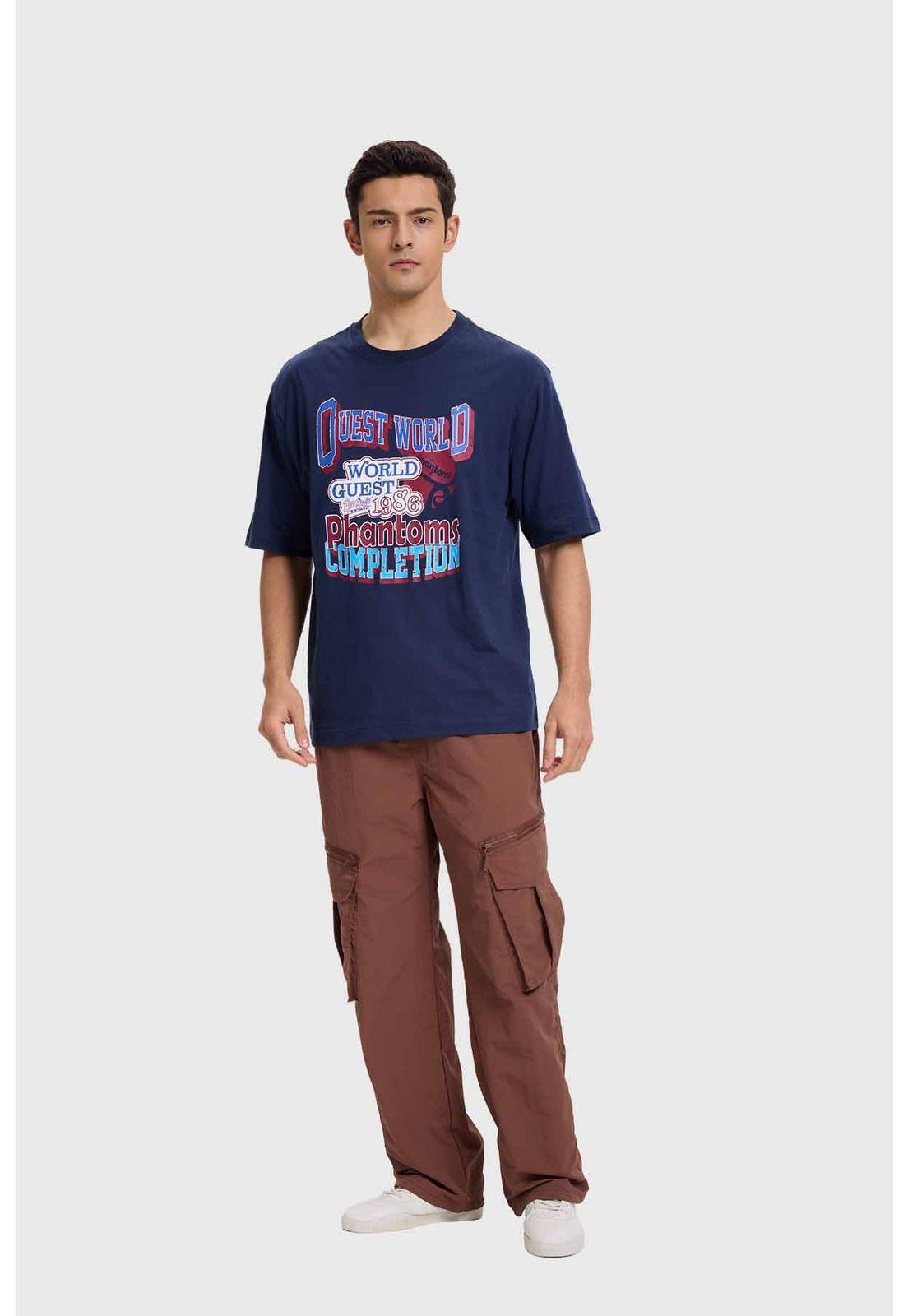Polera Hombre Print Azul-3