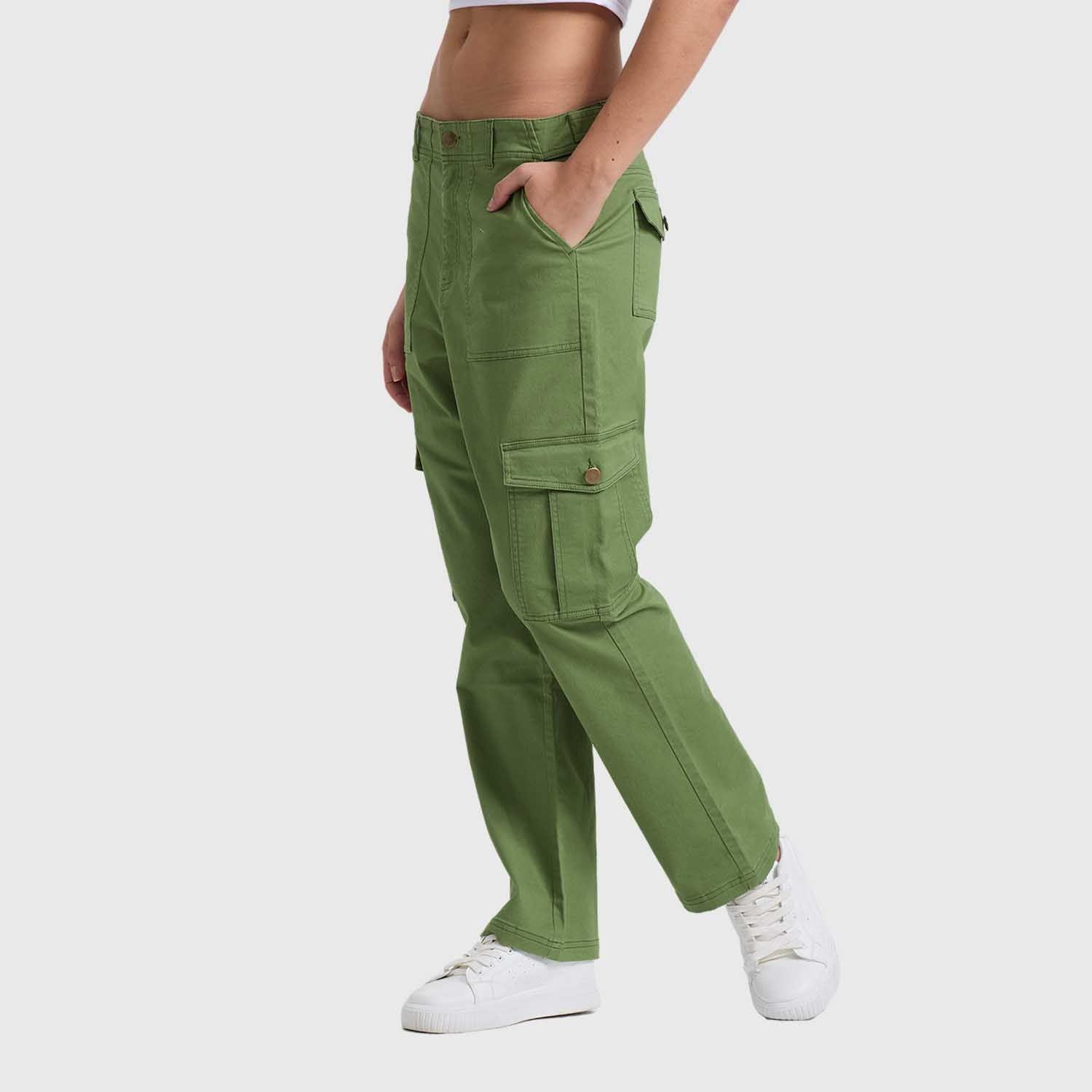 Pantalón Mujer Semi Recto Gabardina Verde Fashion's Park-1
