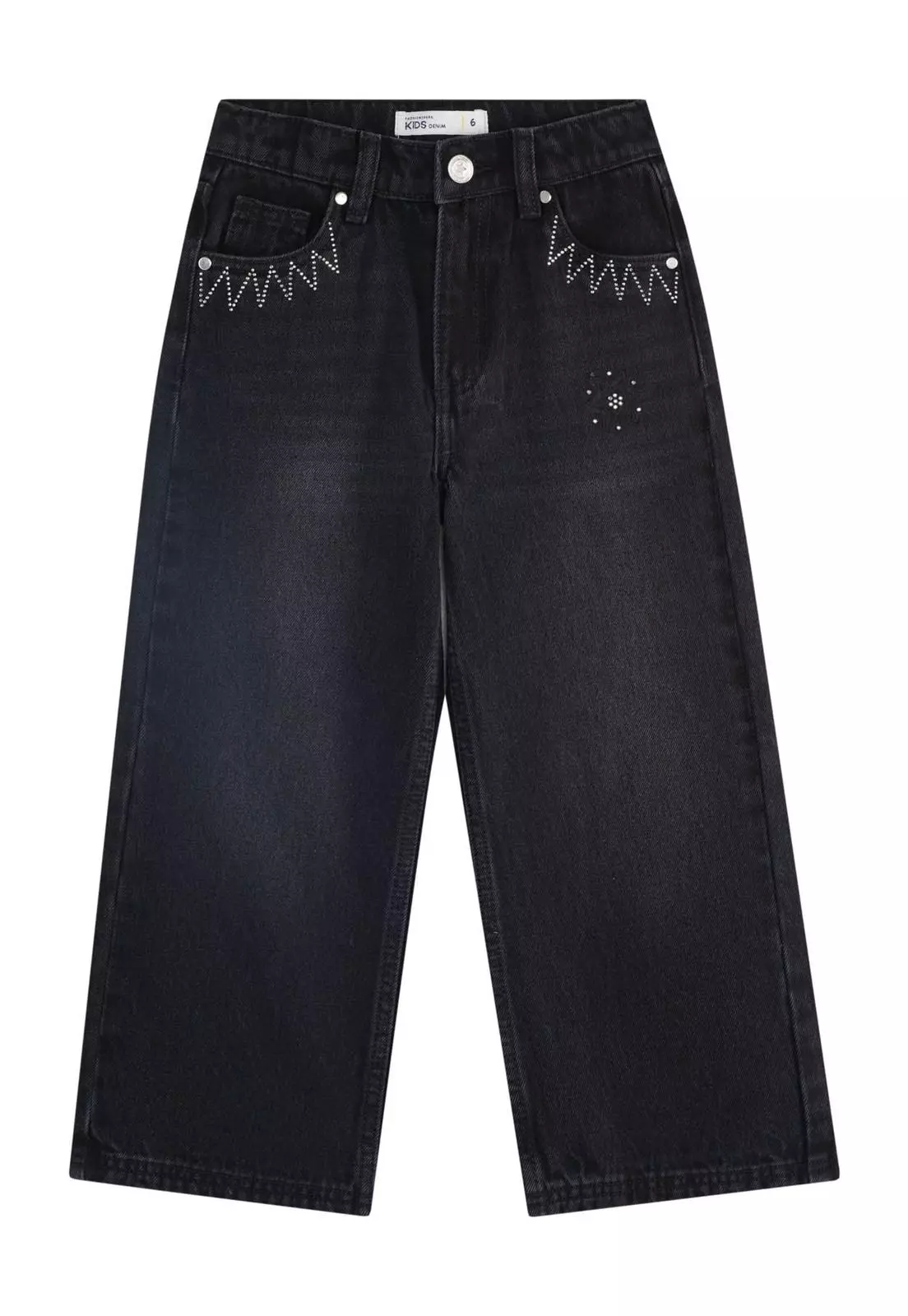 Jeans Niña Flare Con Strass Negro-0