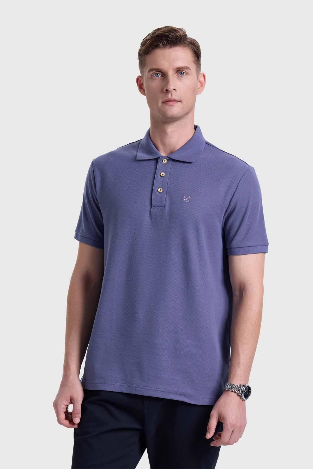 Polera Hombre Piqué Azul-0